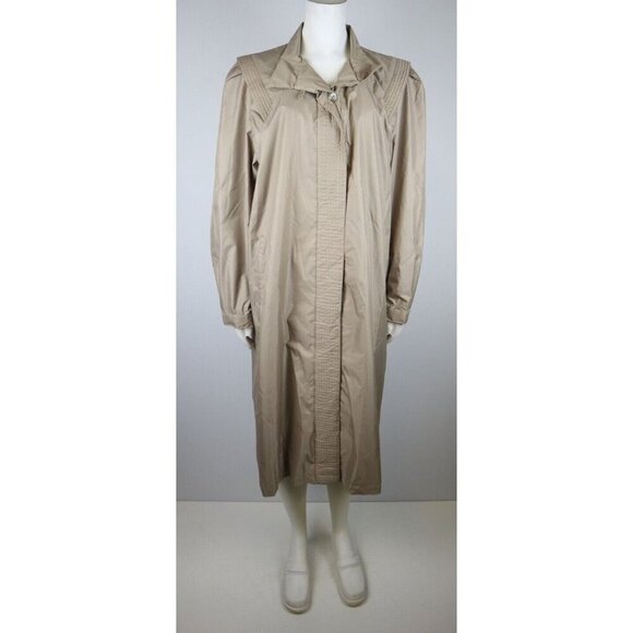 VINTAGE WOMEN'S BEIGE RAIN JACKET TRENCH COAT - WEATHER WISE - SIZE 11/12 - Picture 1 of 5